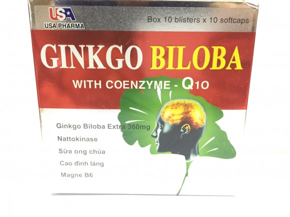 Препарат для улучшения мозговой деятельности и памяти Ginkgo Biloba with Q10, 100 капсул из Вьетнама